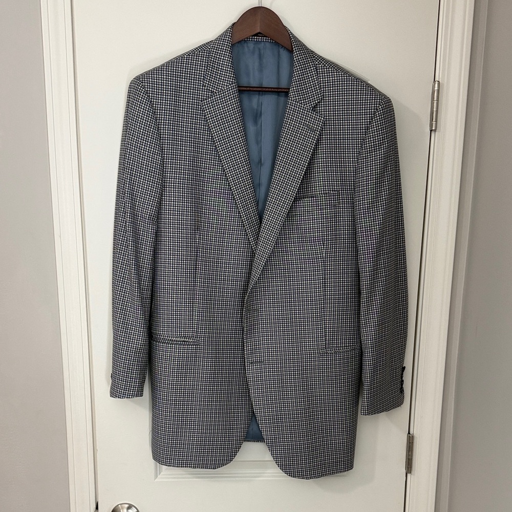 Peter Millar Black, Blue and White Patterned Blazer